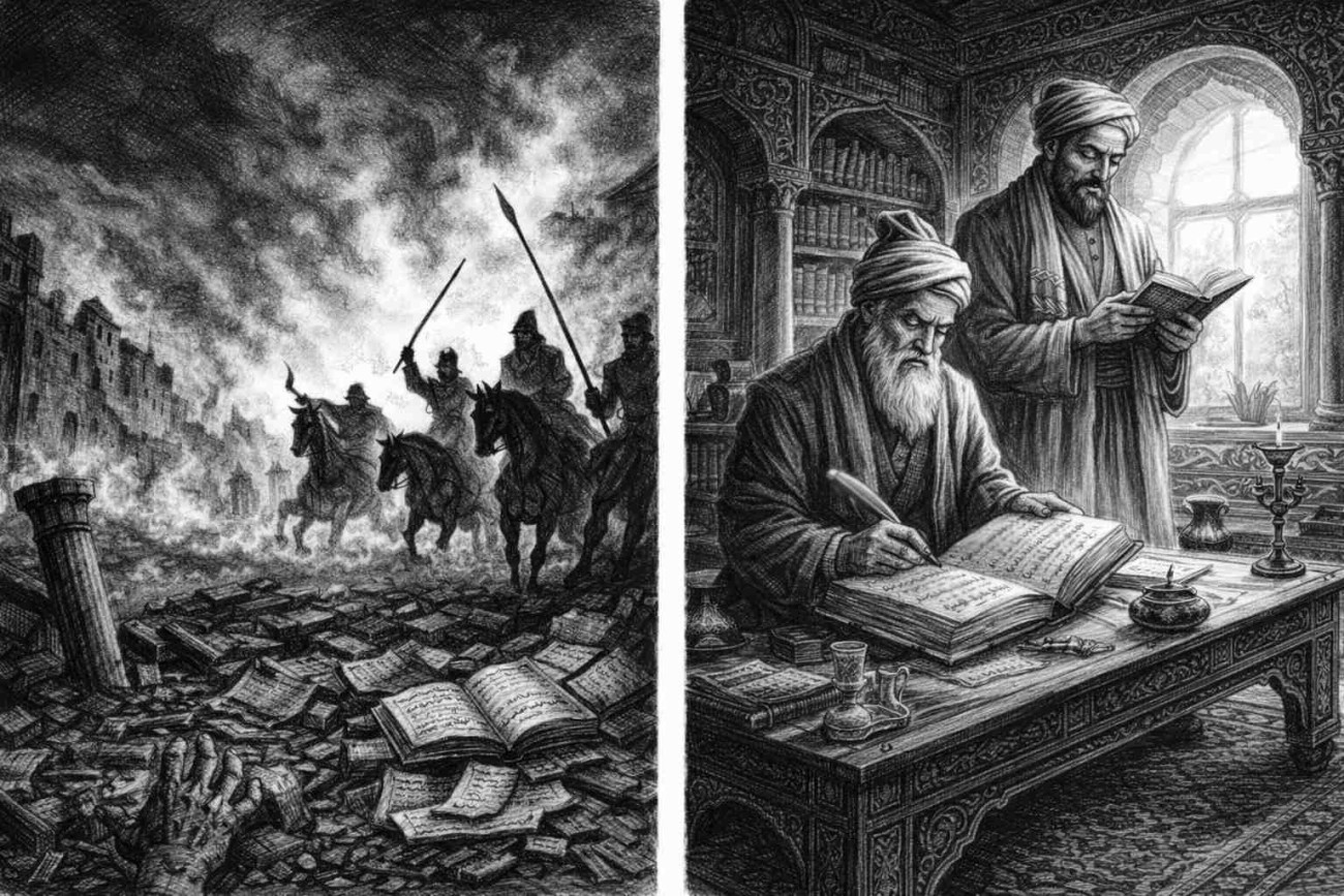تصاویر نمادین از شکست نظامی و دفاع فرهنگی علمی